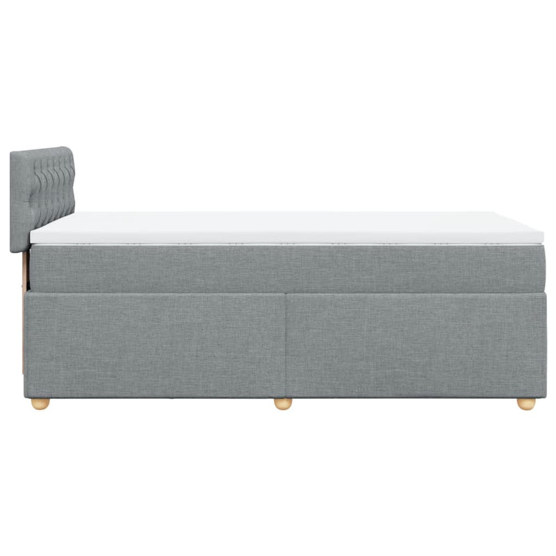 Pat box spring cu saltea, gri deschis, 90x190 cm, textil