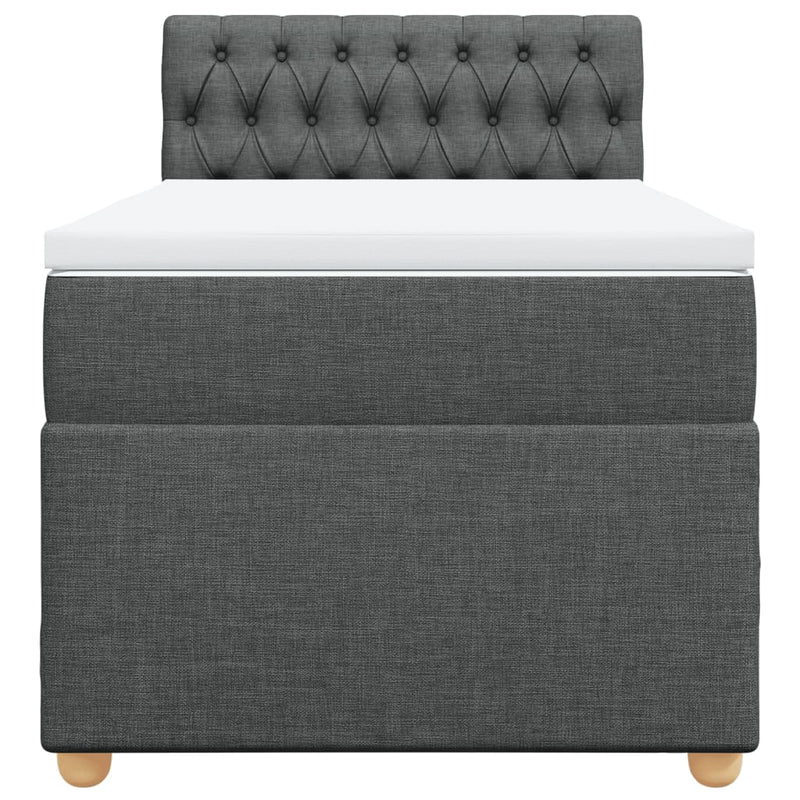 Pat box spring cu saltea, gri închis, 90x190 cm, textil