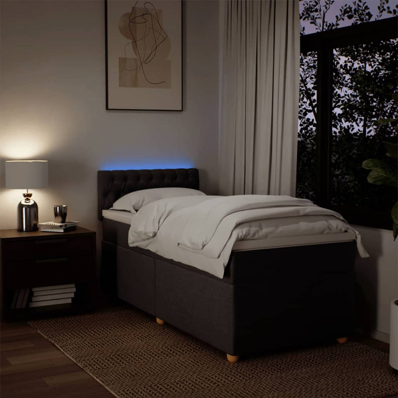 Pat box spring cu saltea, maro închis, 90x190 cm, textil