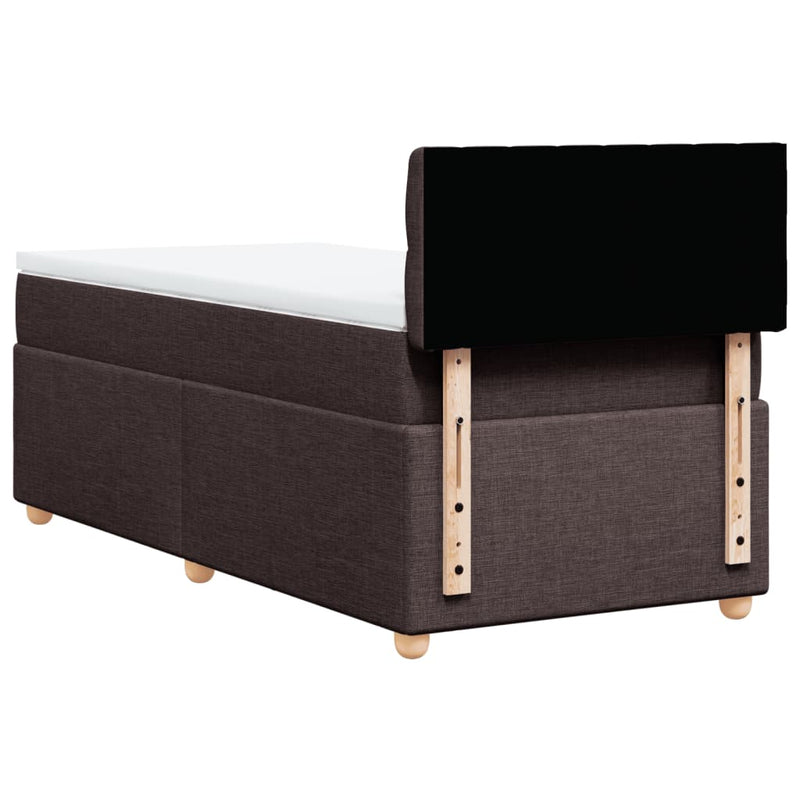 Pat box spring cu saltea, maro închis, 90x190 cm, textil
