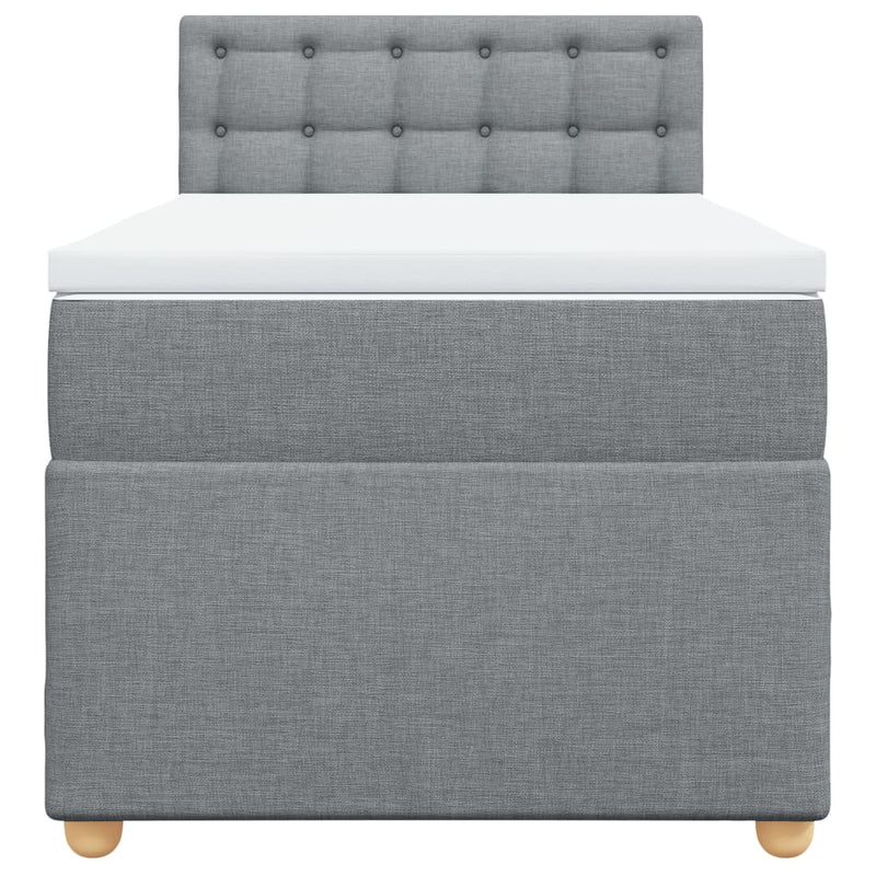 Pat box spring cu saltea, gri deschis, 90x190 cm, textil