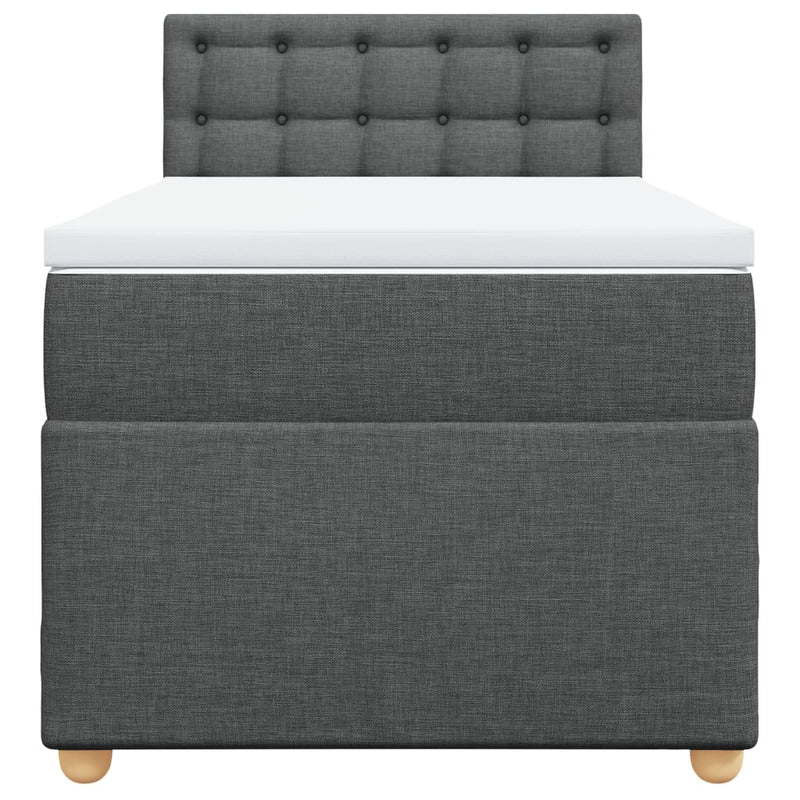 Pat box spring cu saltea, gri închis, 90x190 cm, textil
