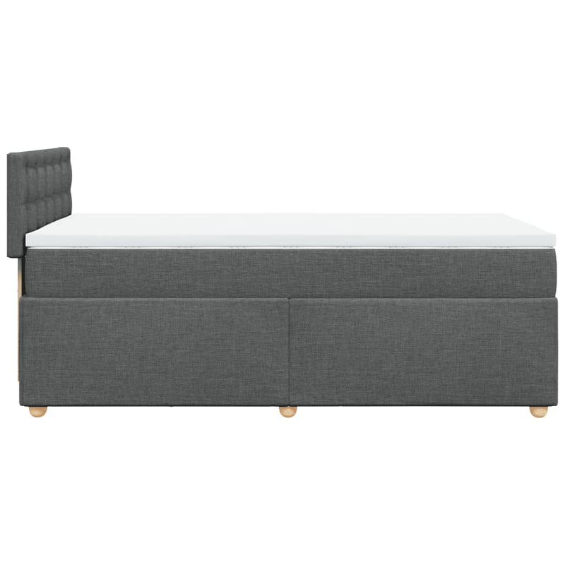 Pat box spring cu saltea, gri închis, 90x190 cm, textil
