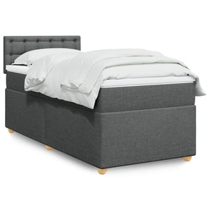 Pat box spring cu saltea, gri închis, 90x190 cm, textil