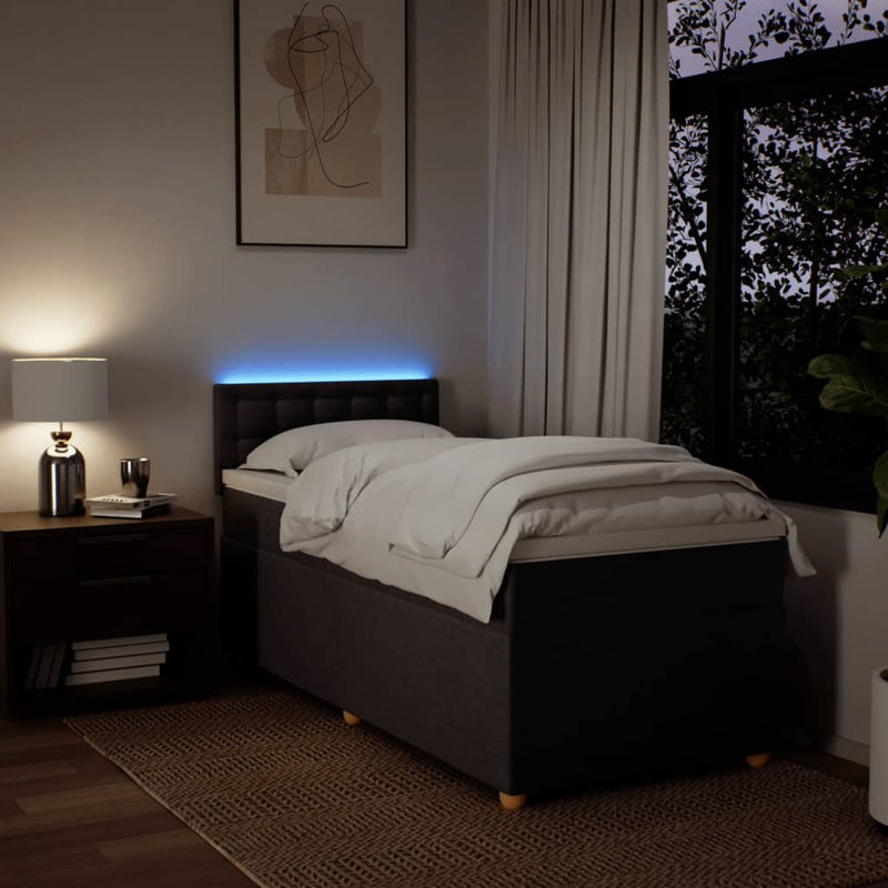 Pat box spring cu saltea, maro închis, 90x190 cm, textil