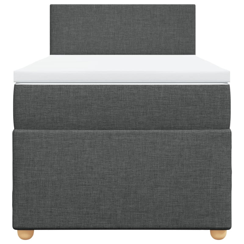 Pat box spring cu saltea, gri închis, 90x200 cm, textil