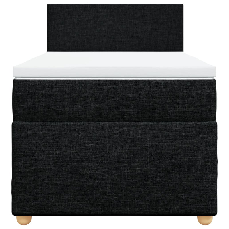 Pat box spring cu saltea, negru, 90x200 cm, textil