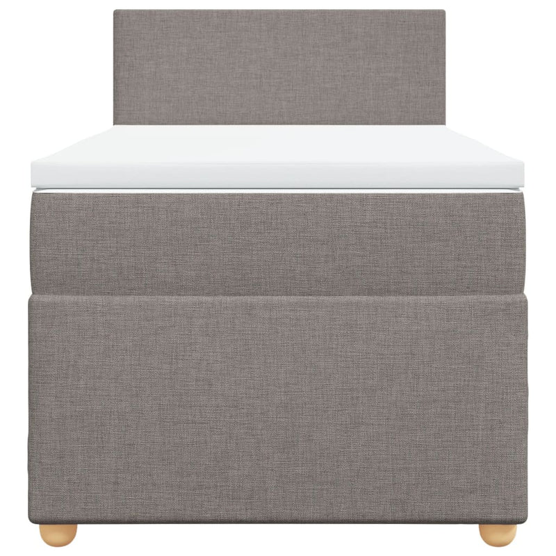 Pat box spring cu saltea, gri taupe, 90x200 cm, textil