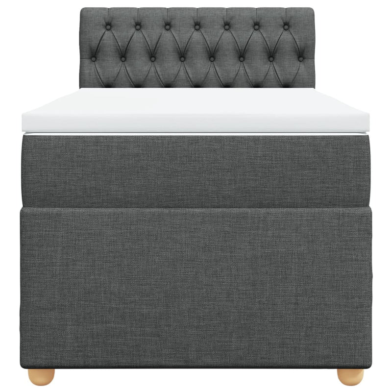 Pat box spring cu saltea, gri închis, 90x200 cm, textil
