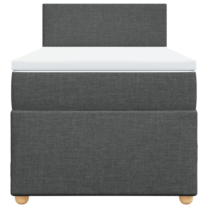 Pat box spring cu saltea, gri închis, 100x200 cm, textil