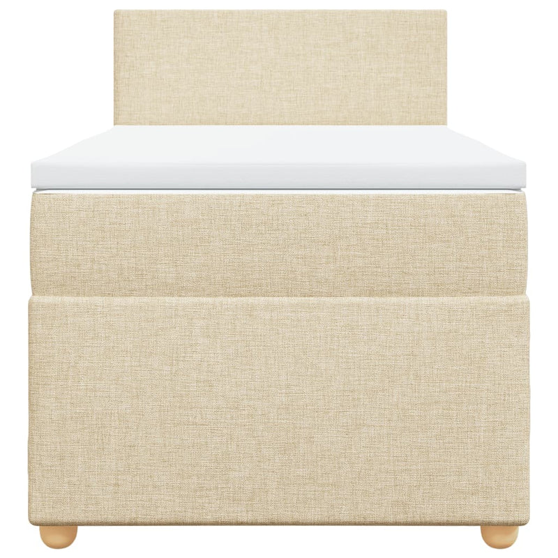Pat box spring cu saltea, crem, 100x200 cm, textil