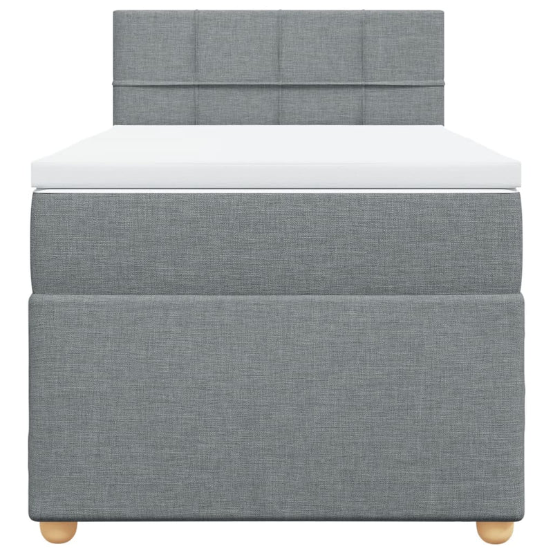 Pat box spring cu saltea, gri deschis, 100x200 cm, textil