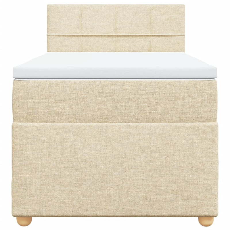 Pat box spring cu saltea, crem, 100x200 cm, textil