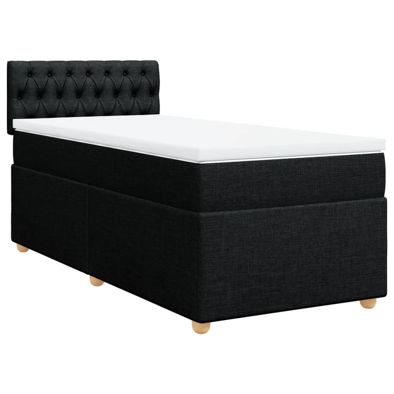 Pat box spring cu saltea, negru, 100x200 cm, textil
