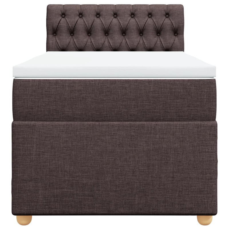 Pat box spring cu saltea, maro închis, 100x200 cm, textil