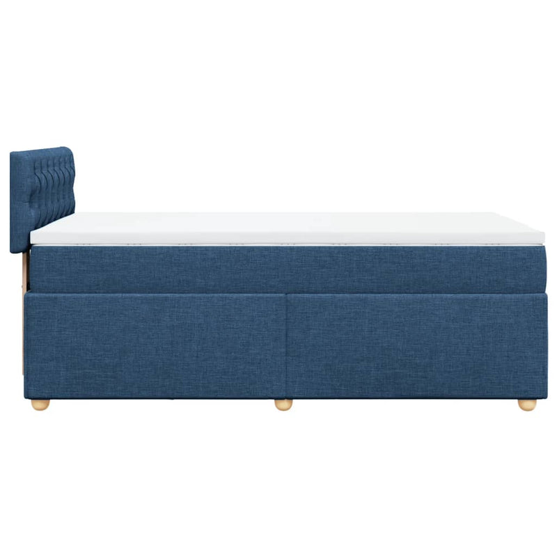 Pat box spring cu saltea, albastru, 100x200 cm, textil