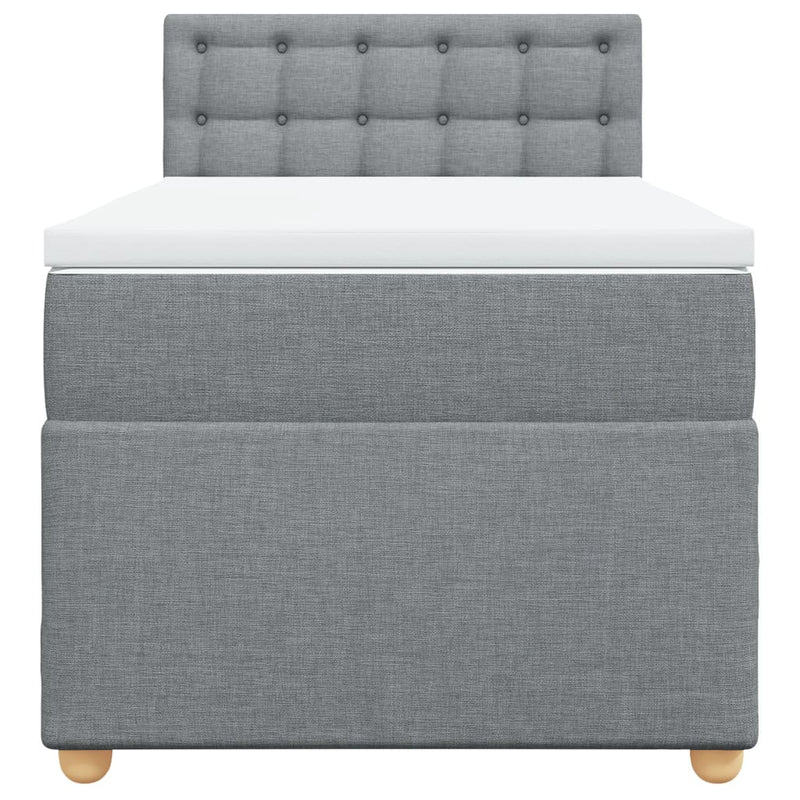 Pat box spring cu saltea, gri deschis, 100x200 cm, textil