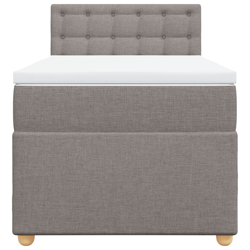 Pat box spring cu saltea, gri taupe, 100x200 cm, textil