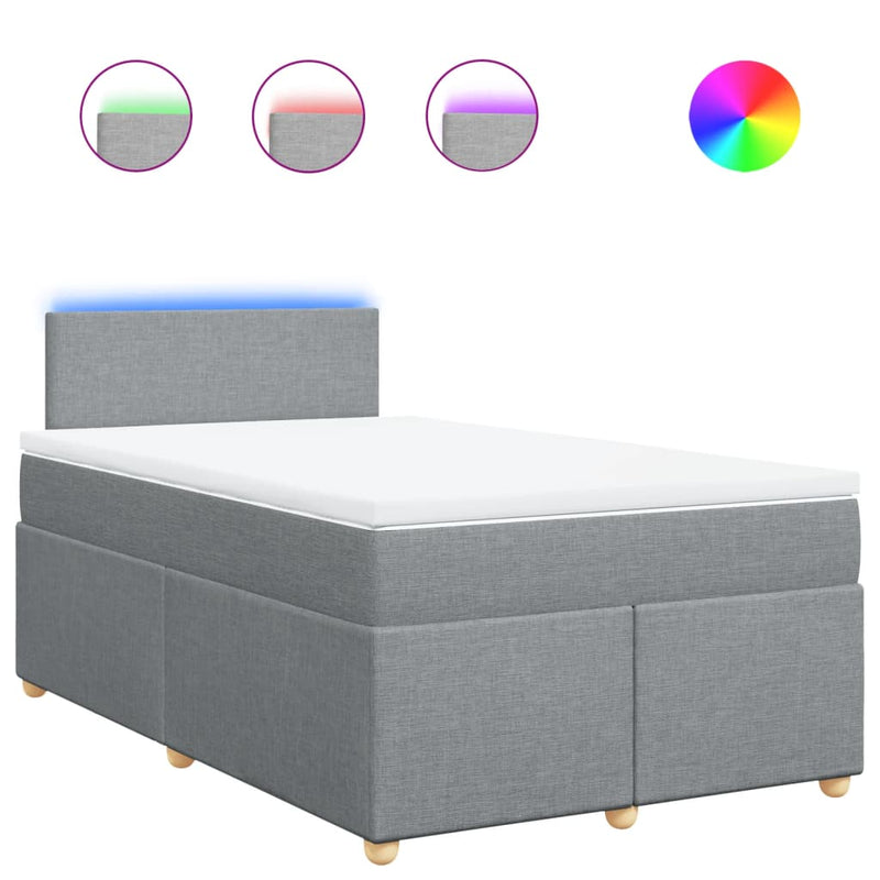 Pat box spring cu saltea, gri deschis, 120x190 cm, textil