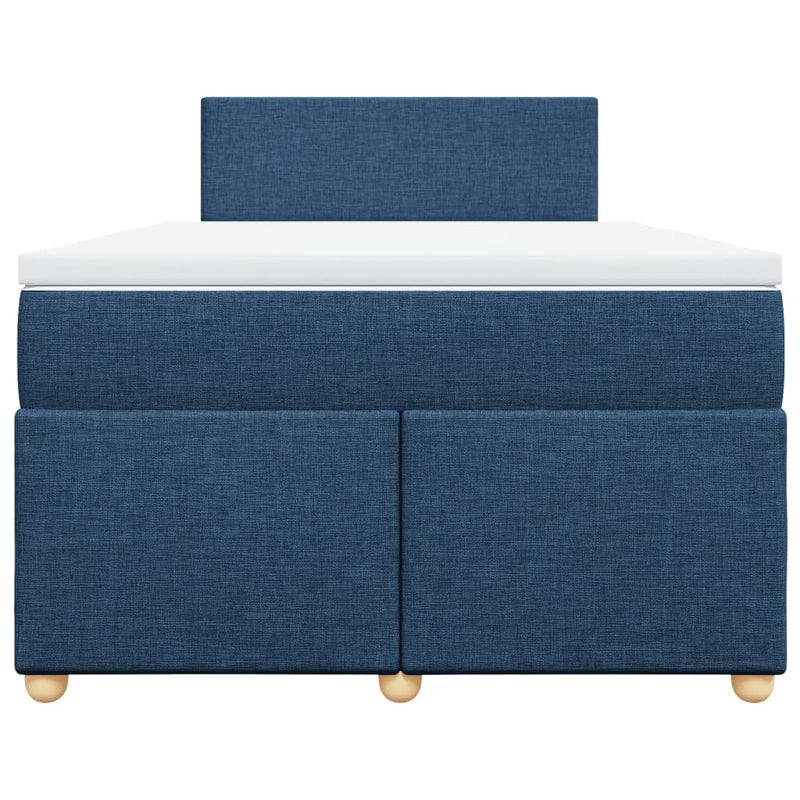 Pat box spring cu saltea, albastru, 120x190 cm, material textil