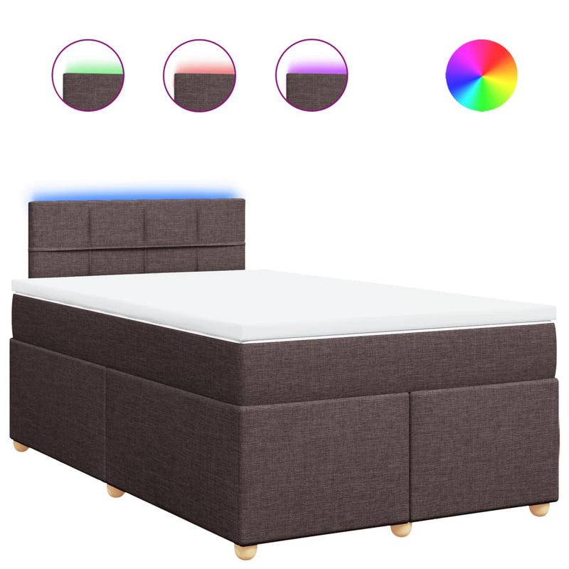 Pat box spring cu saltea, maro închis, 120x190 cm, textil