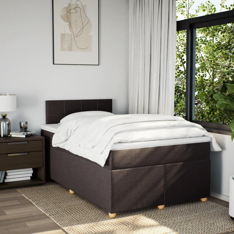 Pat box spring cu saltea, maro închis, 120x190 cm, textil