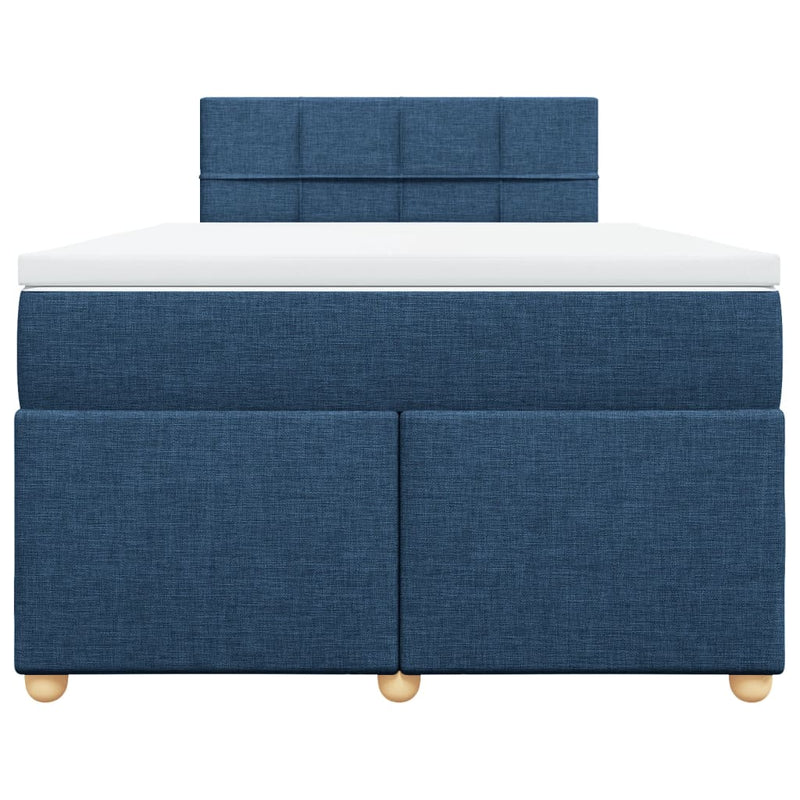 Pat box spring cu saltea, albastru, 120x190 cm, material textil
