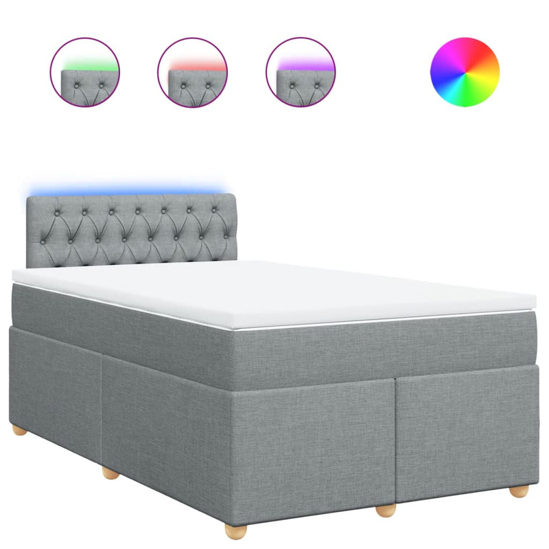 Pat box spring cu saltea, gri deschis, 120x190 cm, textil