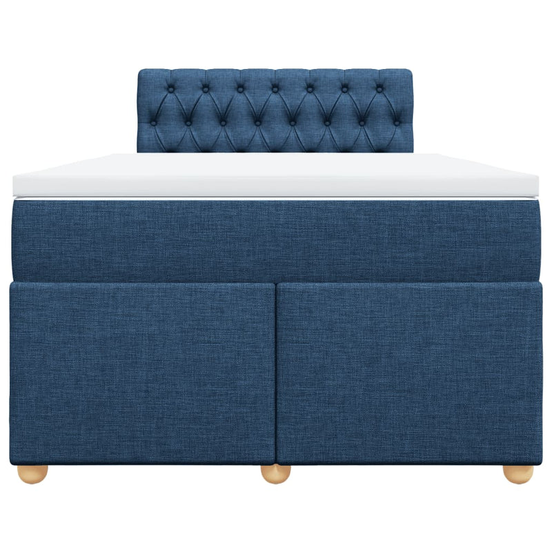 Pat box spring cu saltea, albastru, 120x190 cm, material textil