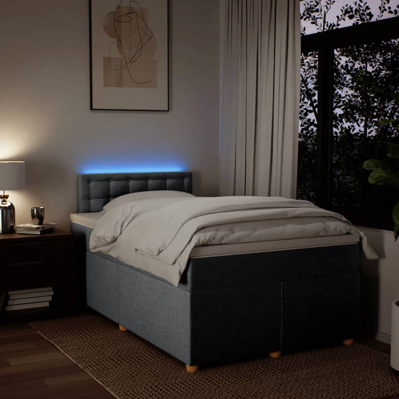 Pat box spring cu saltea, gri deschis, 120x190 cm, textil