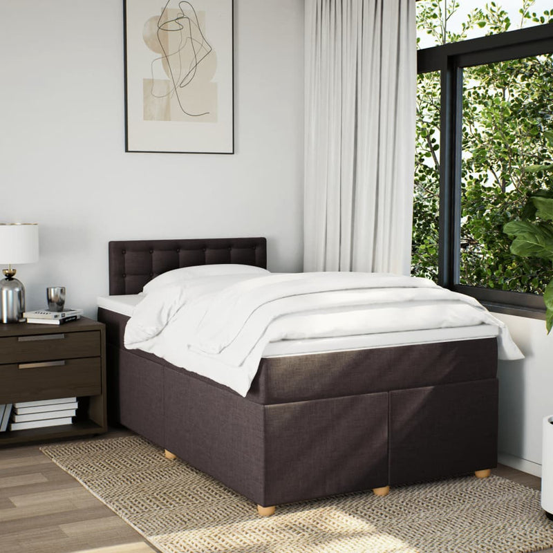 Pat box spring cu saltea, maro închis, 120x190 cm, textil