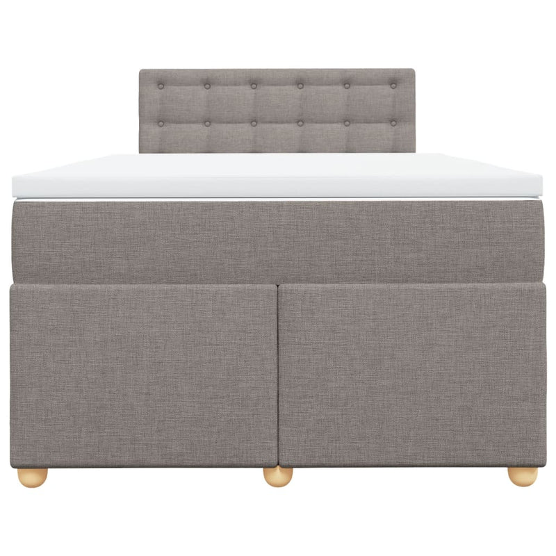 Pat box spring cu saltea, taupe, 120x190 cm material textil