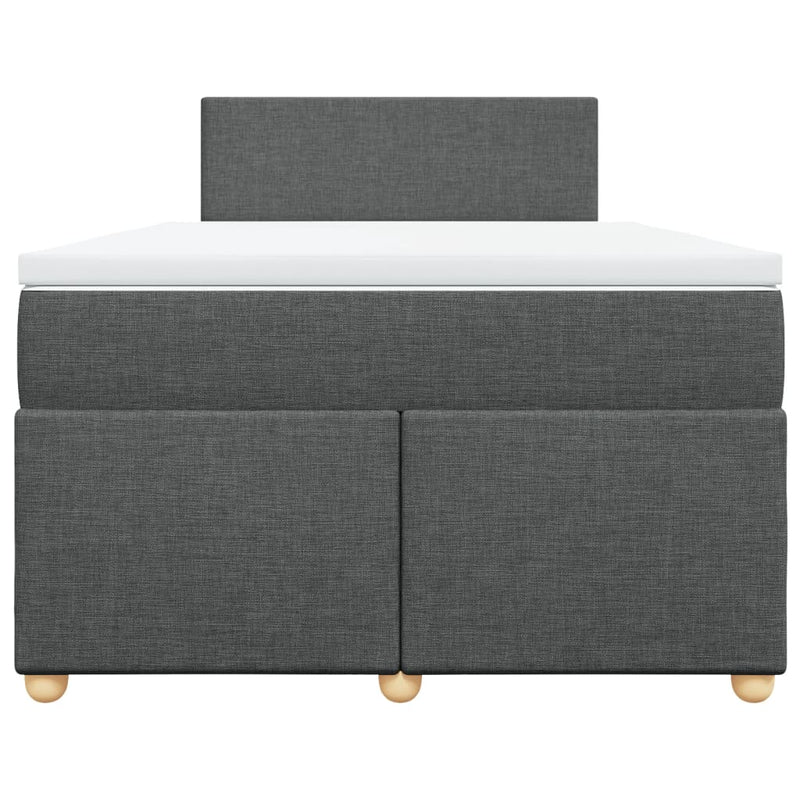 Pat box spring cu saltea, gri închis, 120x200 cm, textil