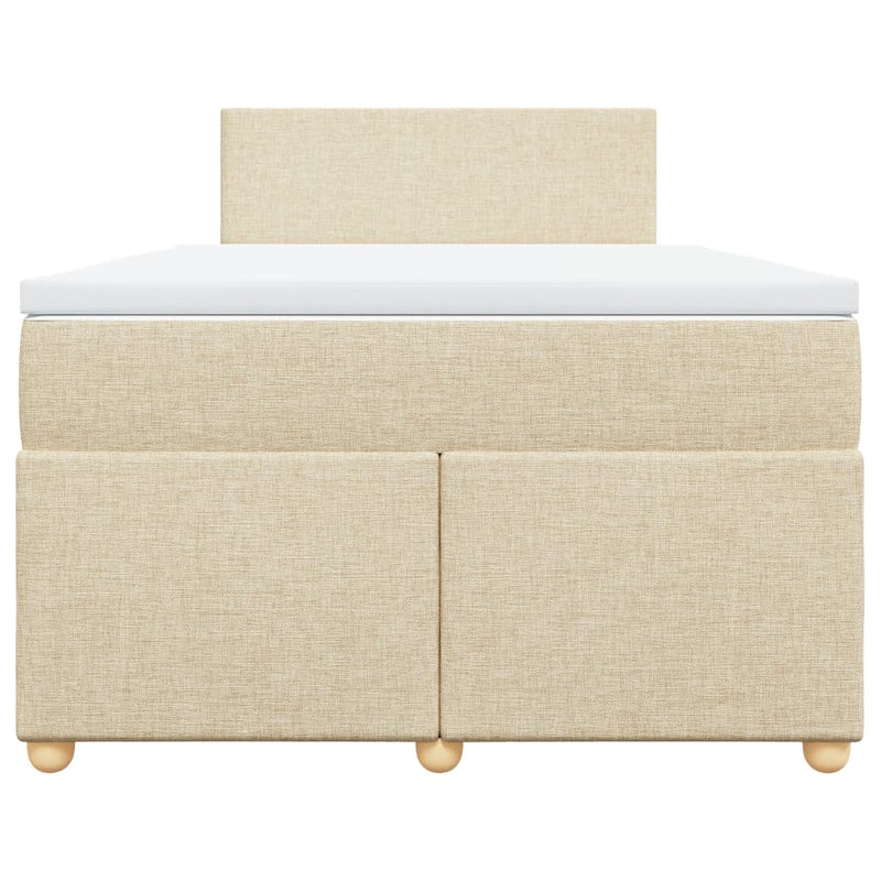 Pat box spring cu saltea, crem, 120x200 cm, textil