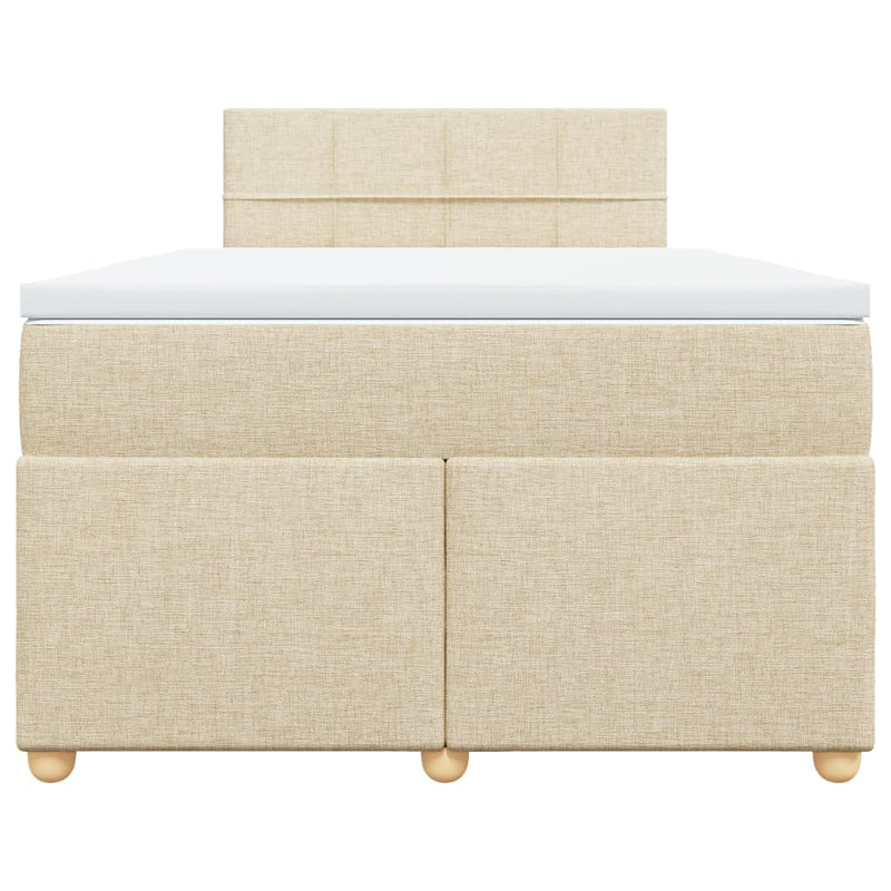 Pat box spring cu saltea, crem, 120x200 cm, textil