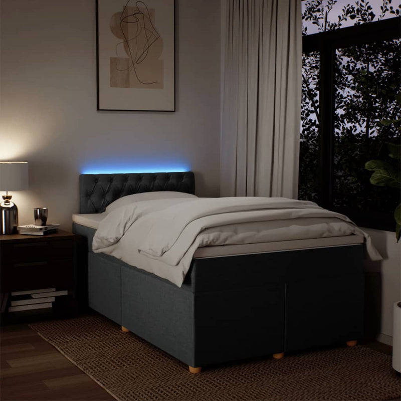 Pat box spring cu saltea, gri închis, 120x200 cm, textil