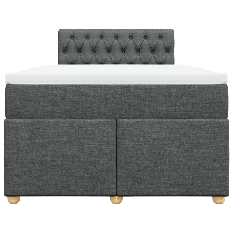 Pat box spring cu saltea, gri închis, 120x200 cm, textil