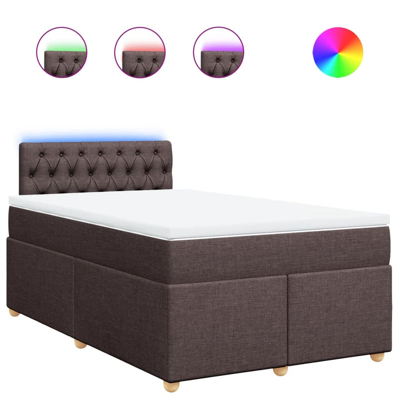 Pat box spring cu saltea, maro închis, 120x200 cm, textil