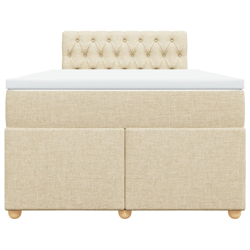 Pat box spring cu saltea, crem, 120x200 cm, textil