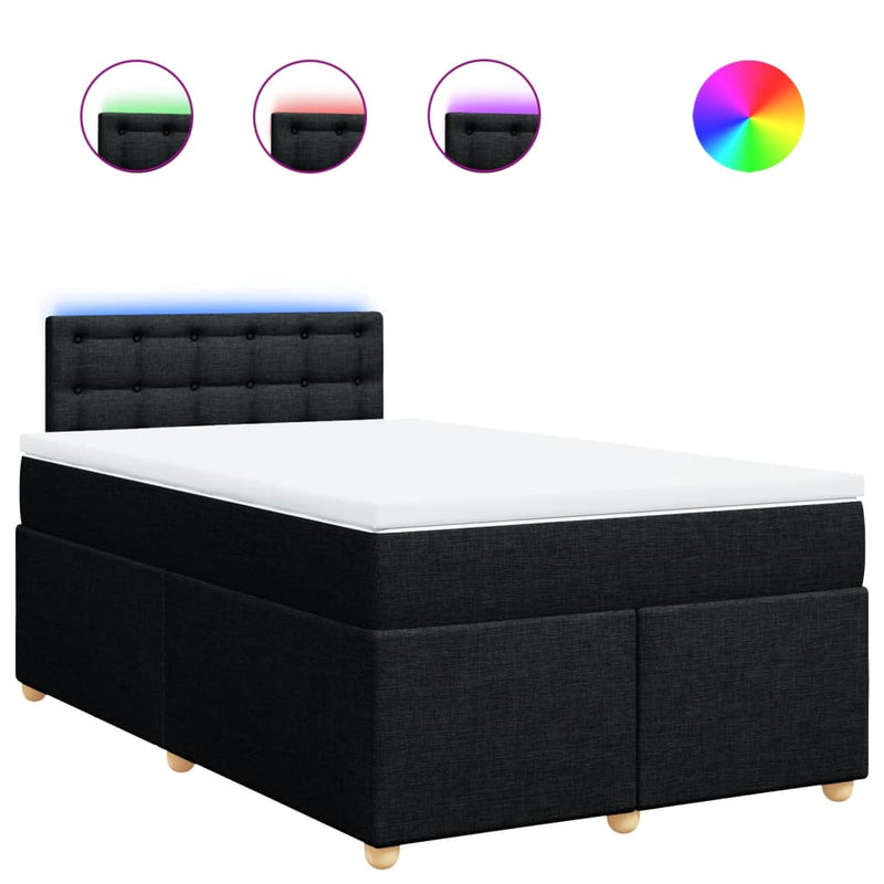 Pat box spring cu saltea, negru, 120x200 cm, textil