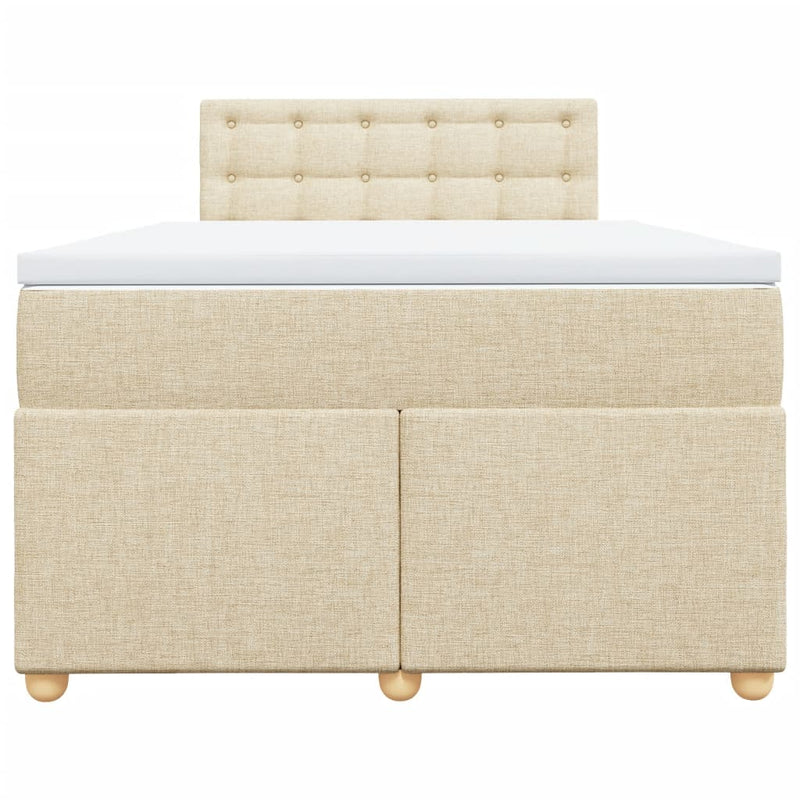 Pat box spring cu saltea, crem, 120x200 cm, textil