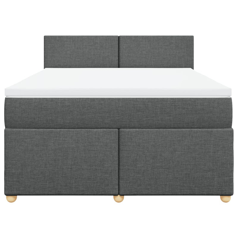 Pat box spring cu saltea, gri închis, 140x190 cm, textil