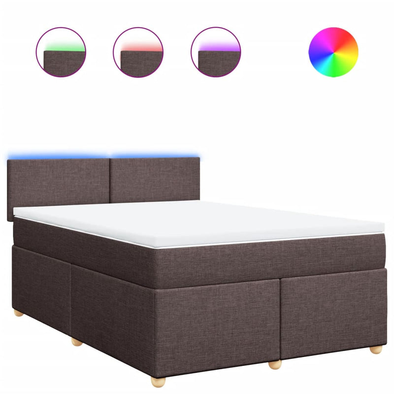 Pat box spring cu saltea, maro închis, 140x200 cm, textil
