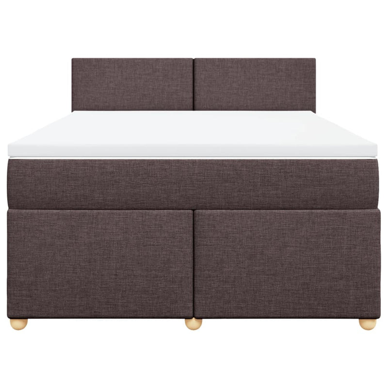 Pat box spring cu saltea, maro închis, 140x200 cm, textil