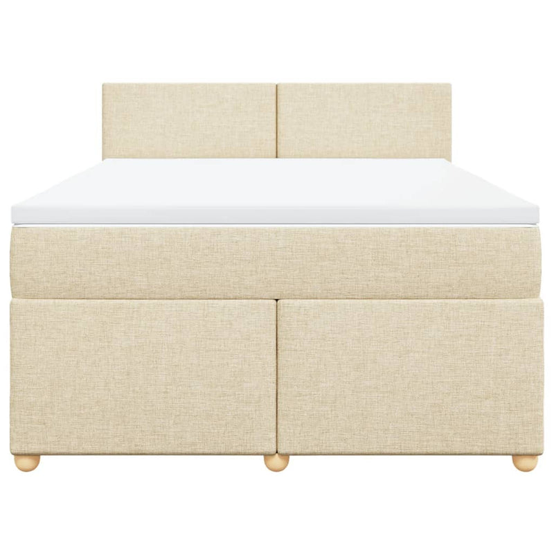 Pat box spring cu saltea, crem, 140x200 cm, textil
