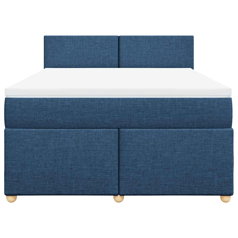 Pat box spring cu saltea, albastru, 140x200 cm, textil