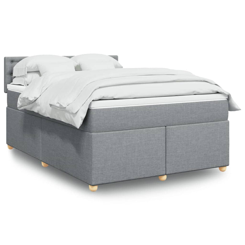 Pat box spring cu saltea, gri deschis, 140x190 cm, textil