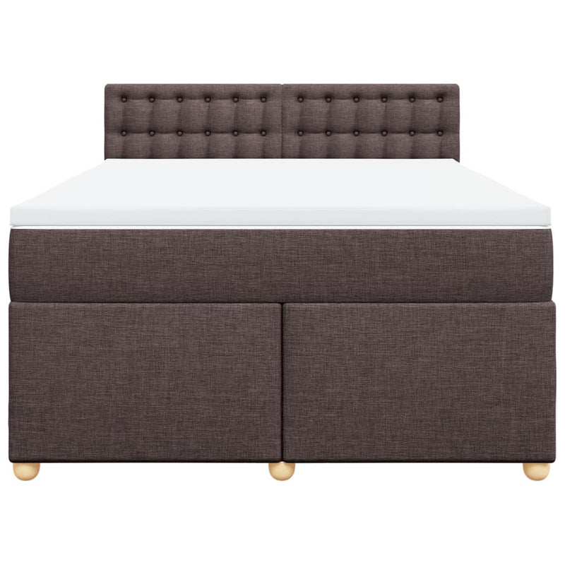 Pat box spring cu saltea, maro închis, 140x200 cm, textil