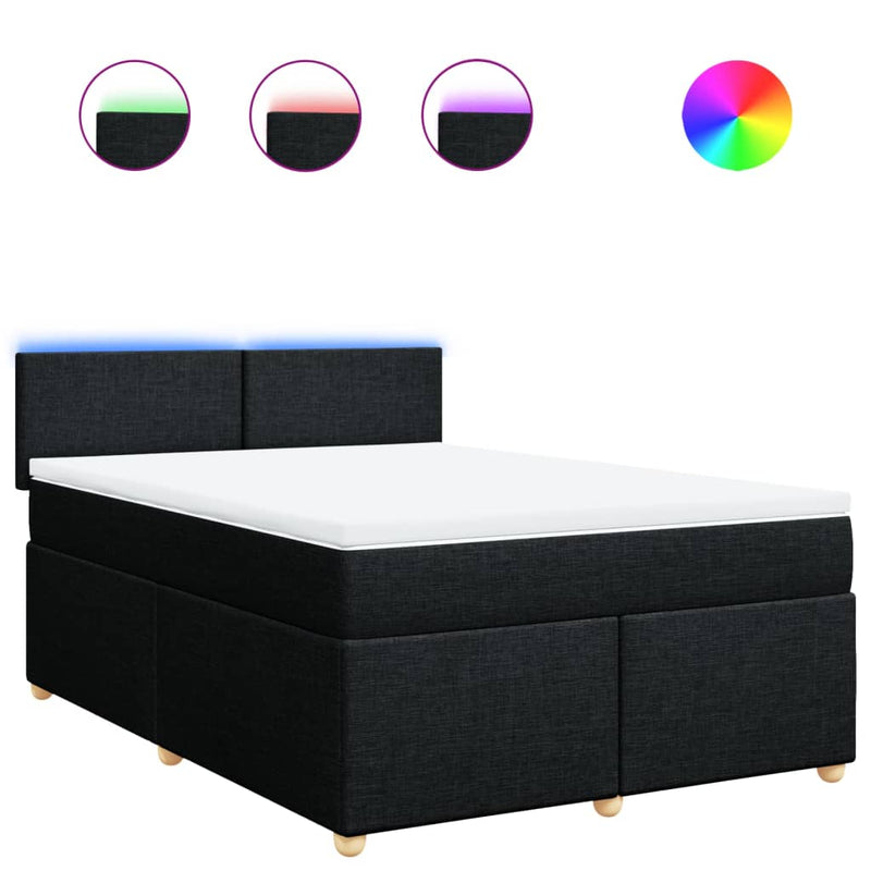 Pat box spring cu saltea, negru, 140x200 cm, textil