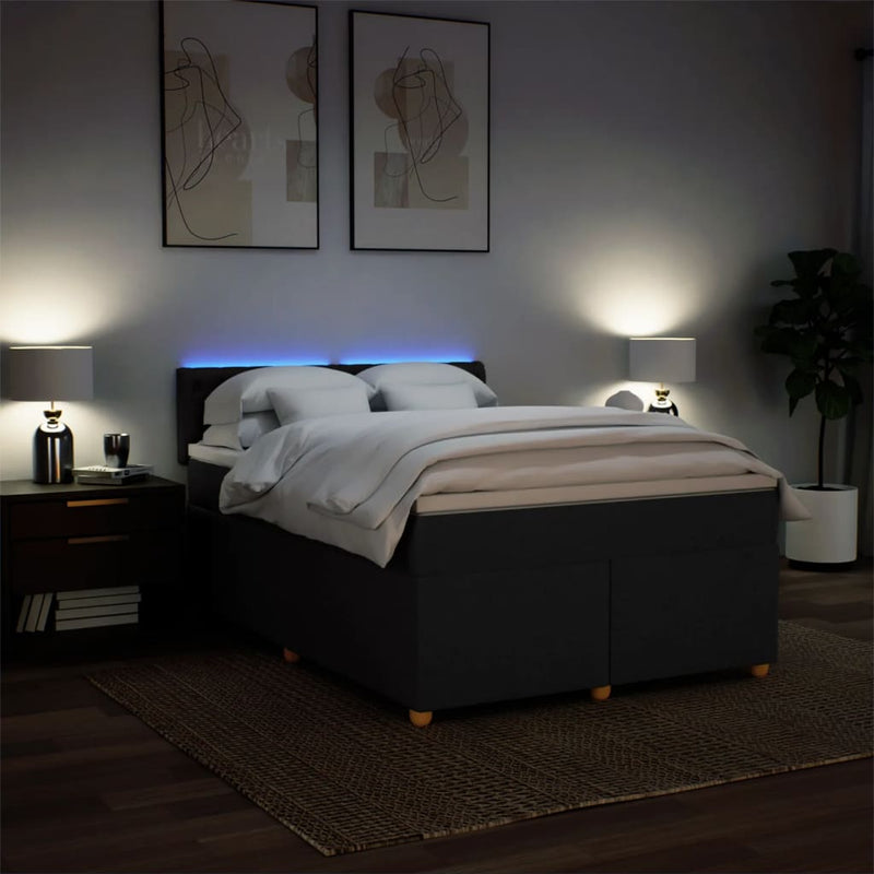 Pat box spring cu saltea, negru, 140x200 cm, textil